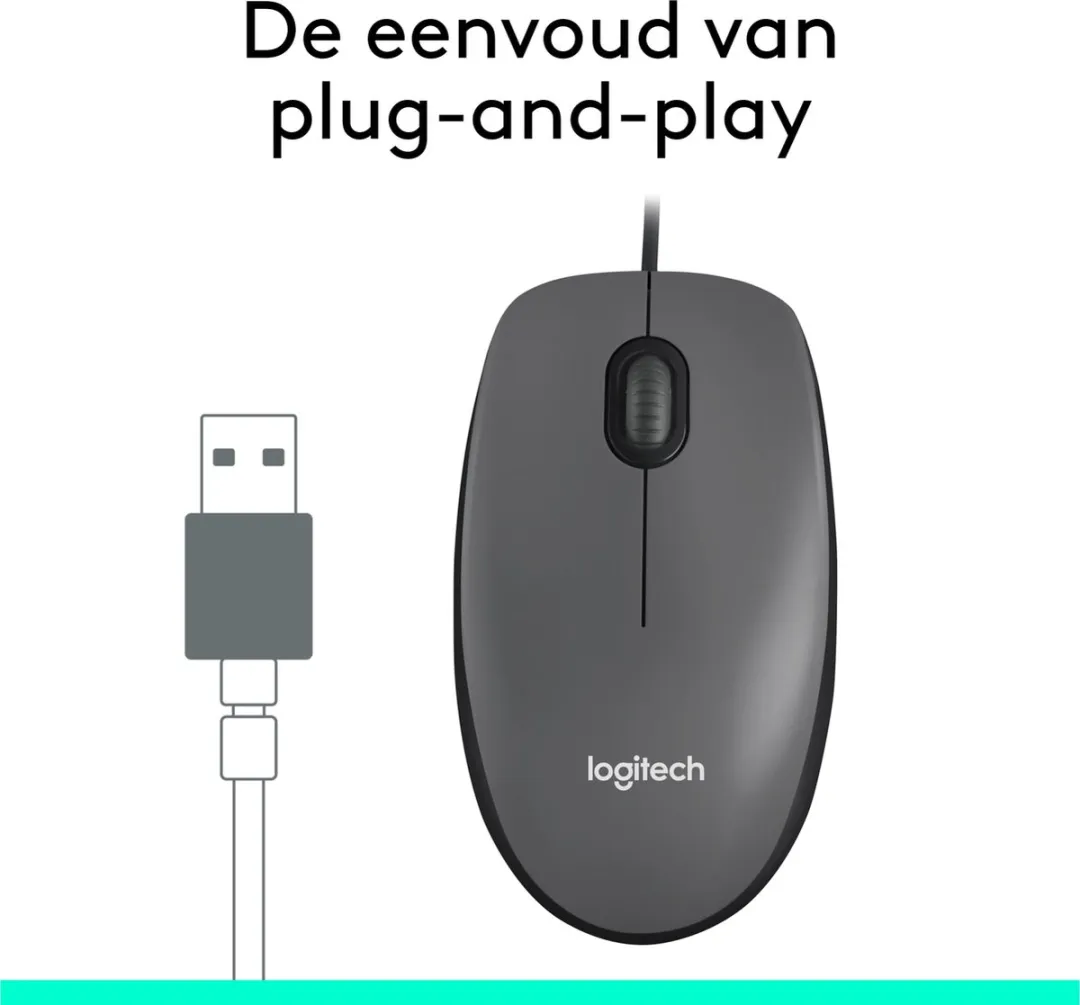 Logitech M100 Bedrade Muis - Zwart