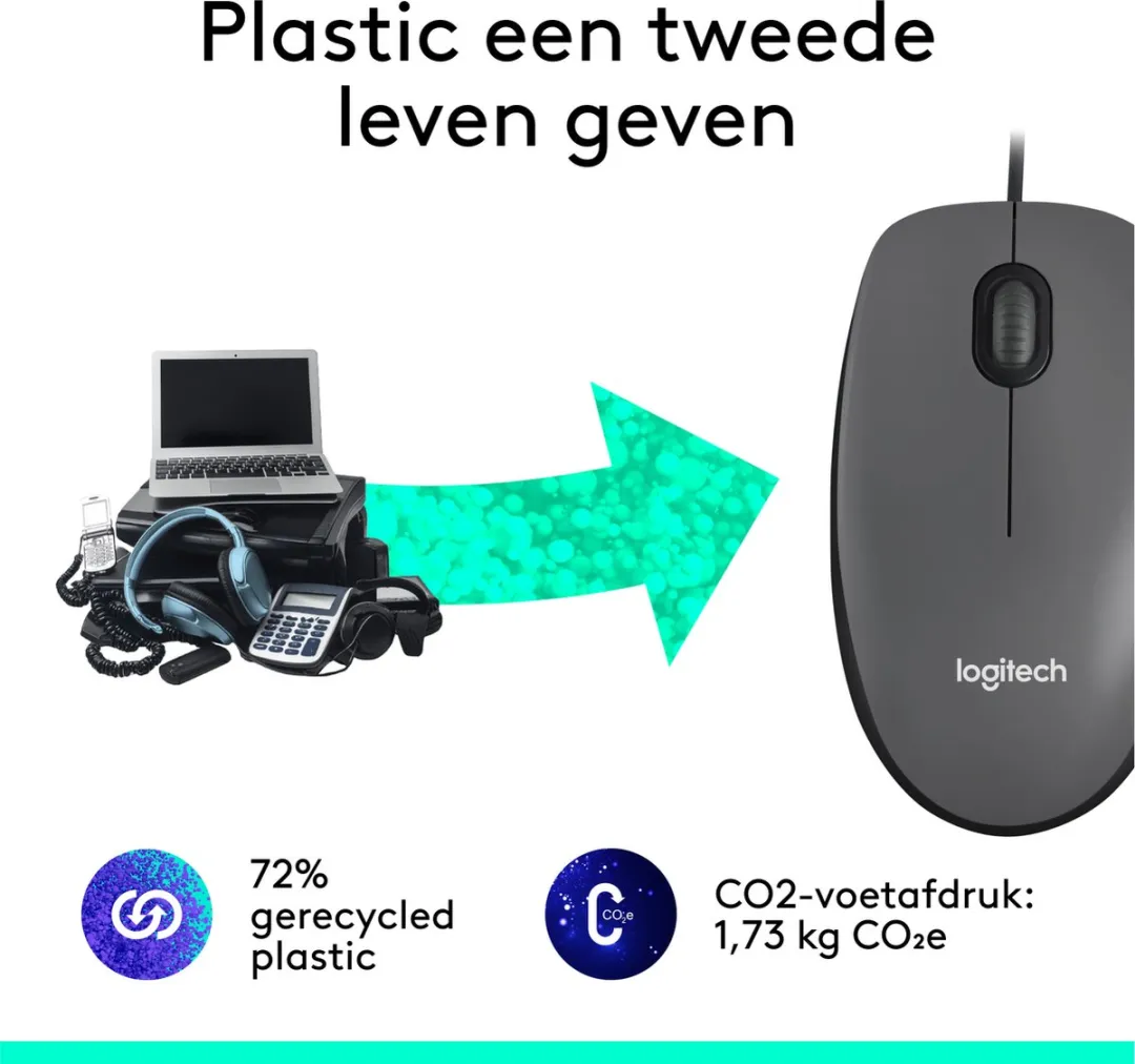 Logitech M100 Bedrade Muis - Zwart