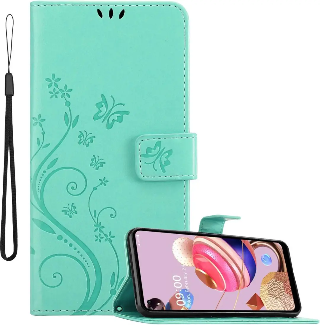 Cadorabo Hoesje geschikt voor LG K51S in BLOEMEN TURKOOIS