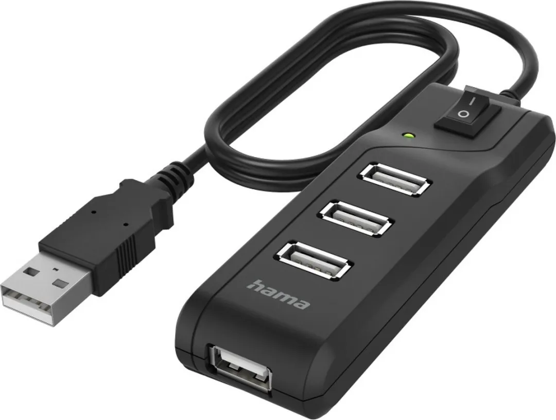 Hama USB 2.0 Hub 4 Poorten - 00200121 - Zwart