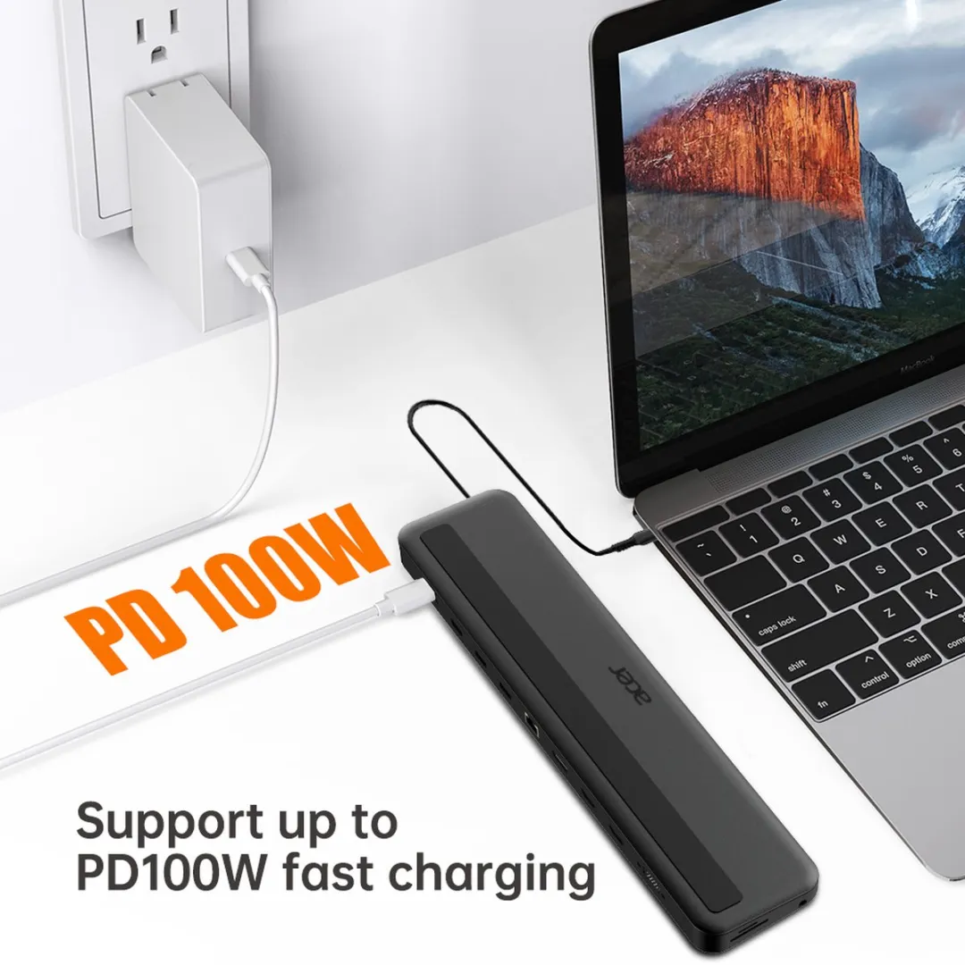 Acer USB Type-C Dongle 13-in-1 HP.DSCAB.015 - 3xUSB3, 2xHDMI, DP, RJ45 - Zwart