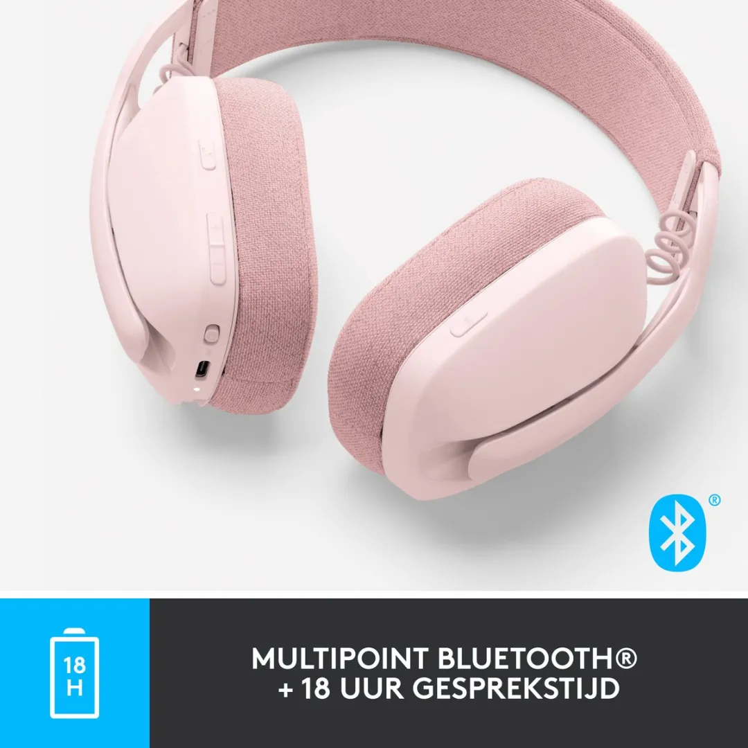 Logitech Zone Vibe 100 Draadloze Headset - Roze - afbeelding 6 van 6
