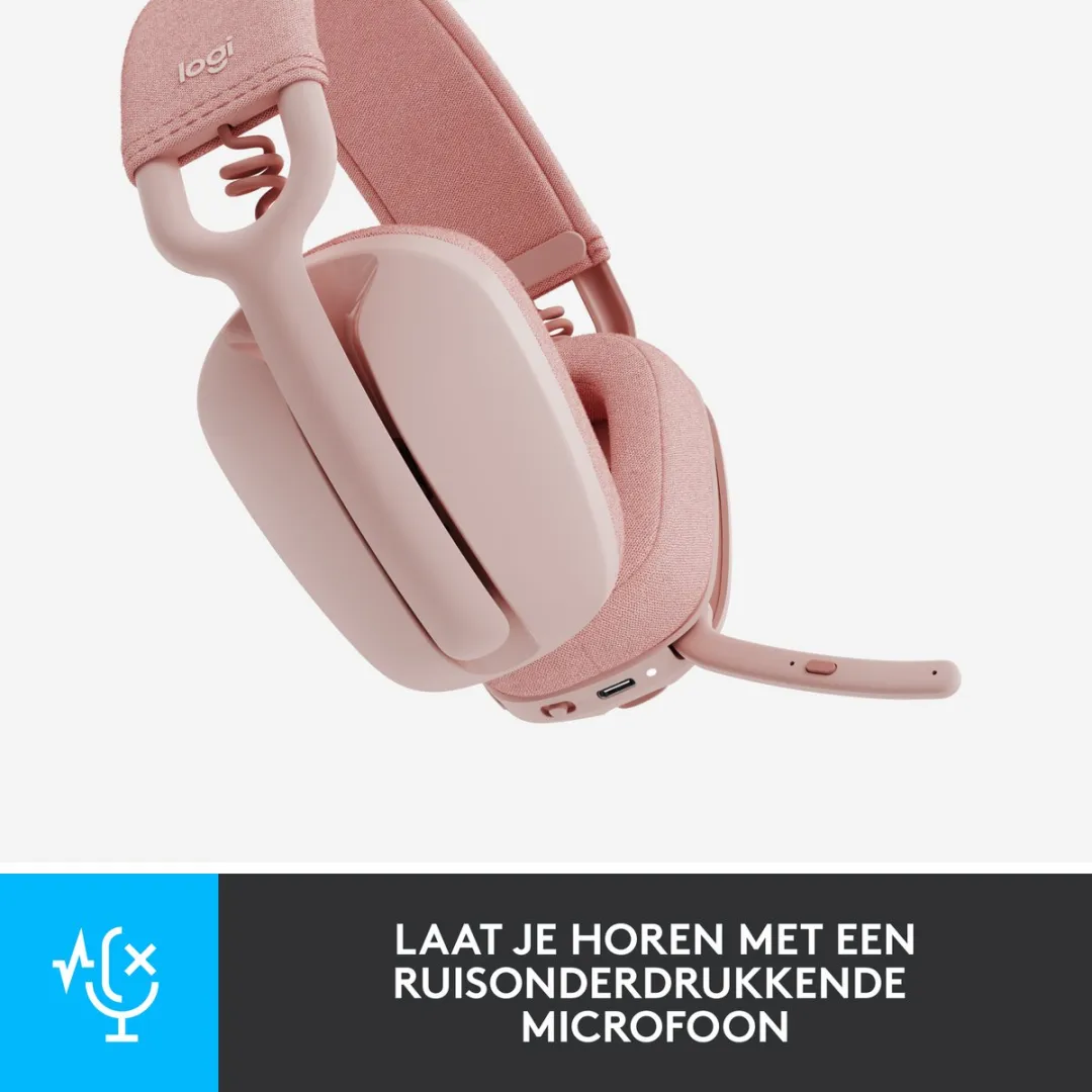 Logitech Zone Vibe 100 - Draadloze Headset - Bluetooth - Rose