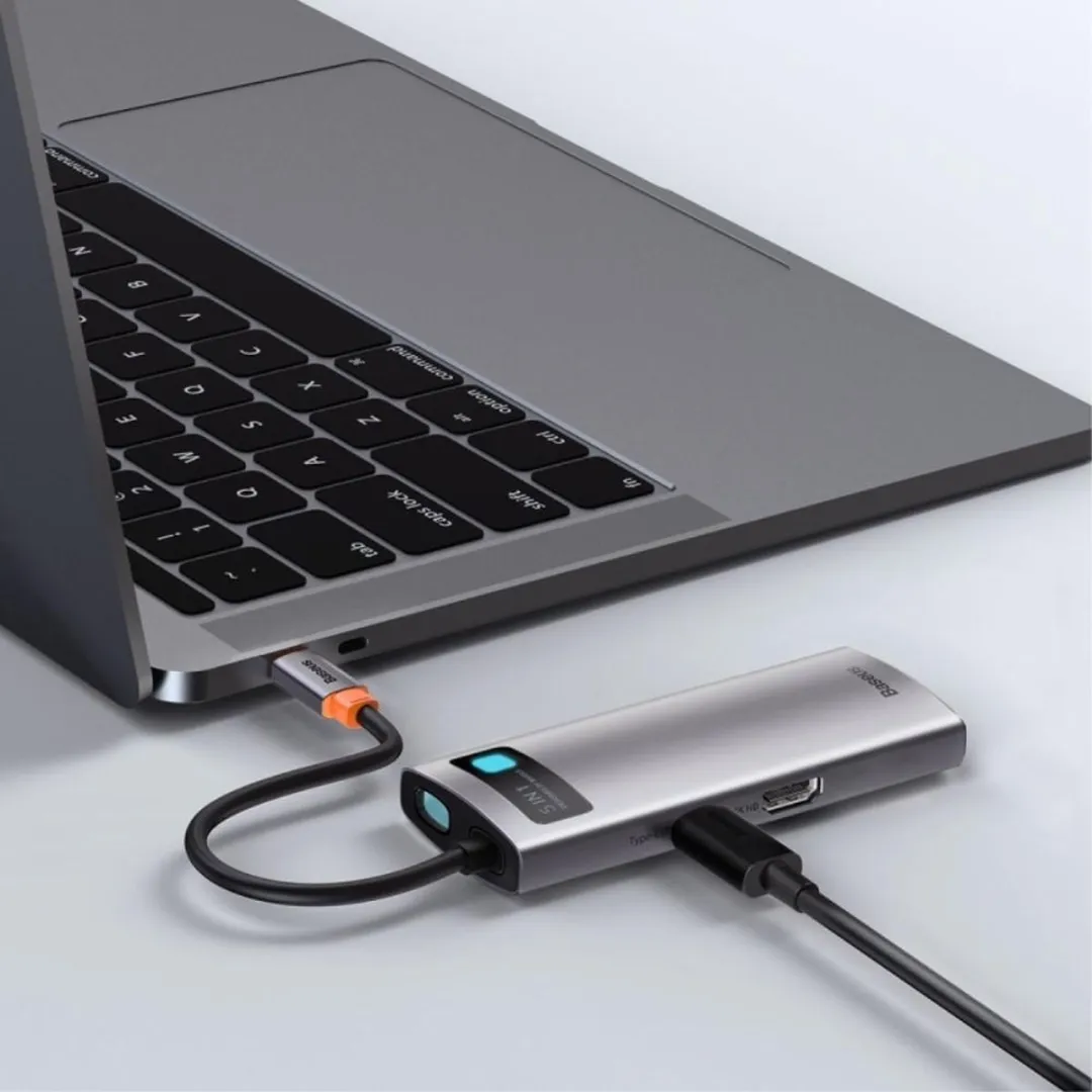 Baseus 5-in-1 USB-C Hub CAHUB-CX0G - Grijs - afbeelding 6 van 6