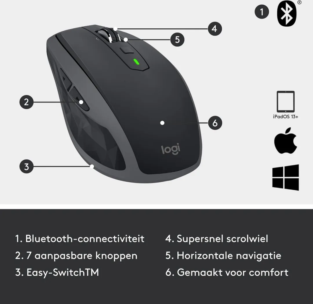 Logitech MX Anywhere 2S 910-007231 Draadloze Muis - Zwart - afbeelding 3 van 6