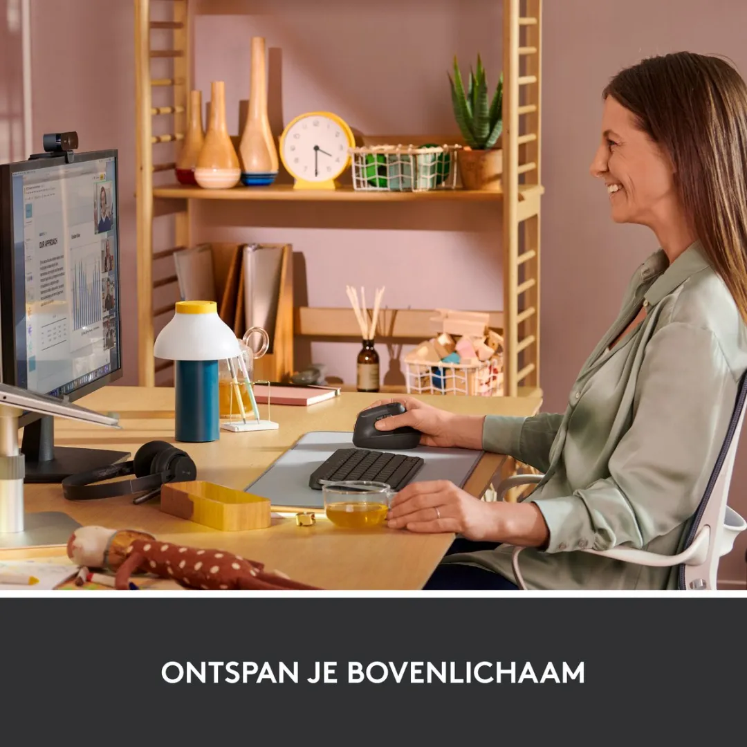 Logitech Lift 910-006473 Verticale Ergonomische Muis - Donkergrijs