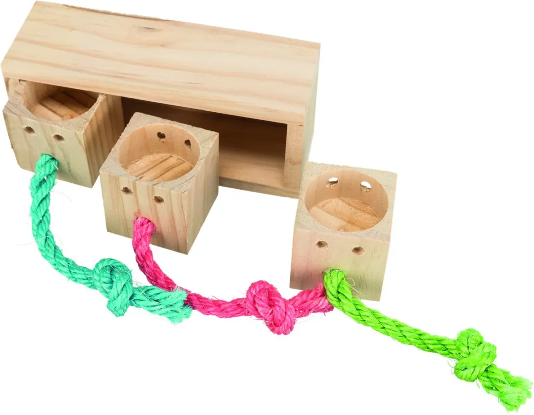 Trixie Snackkubus Hout - 16x6x7cm - Blauw - afbeelding 3 van 6