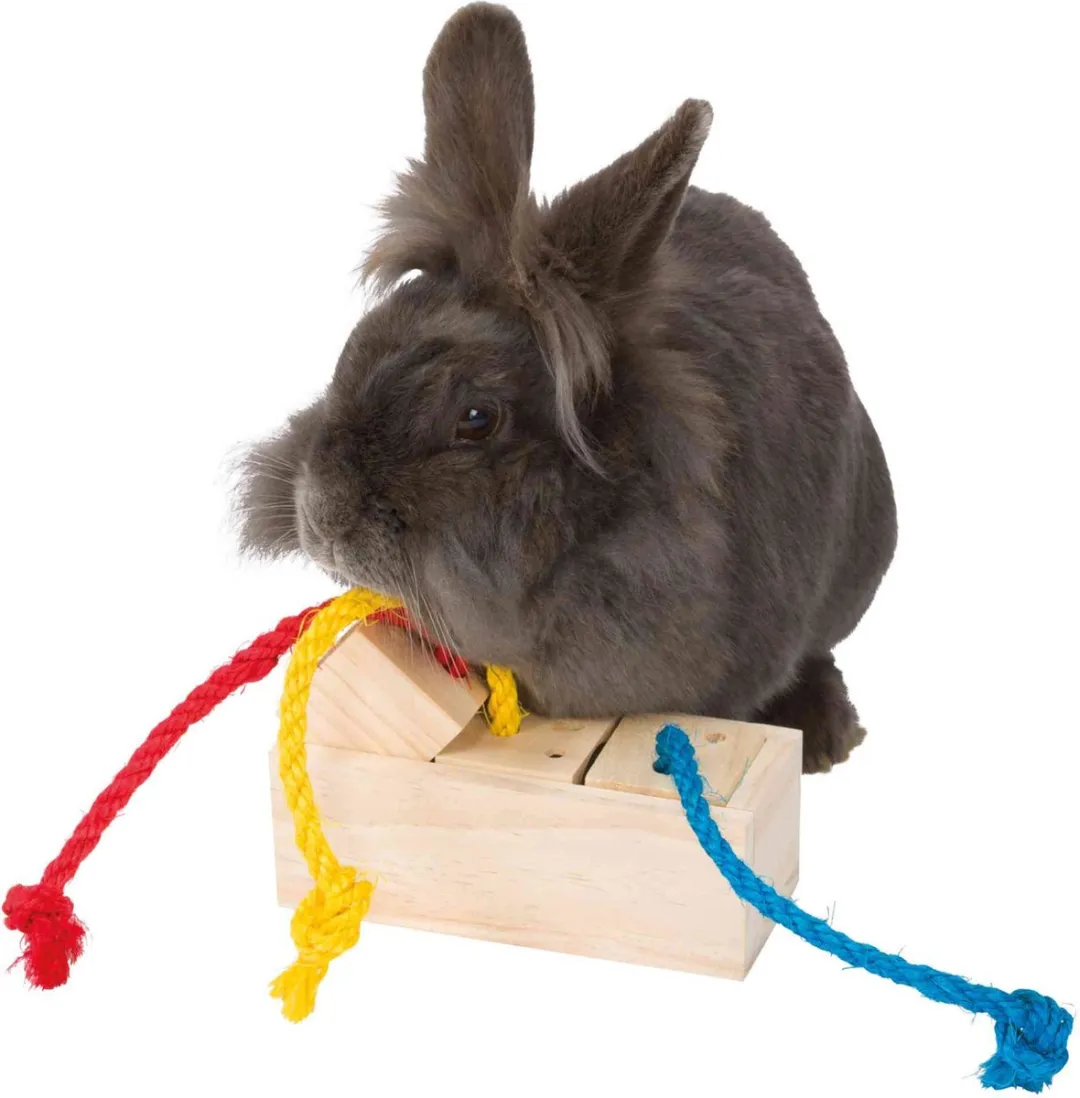 Trixie Snackkubus Hout - 16x6x7cm - Blauw - afbeelding 2 van 6