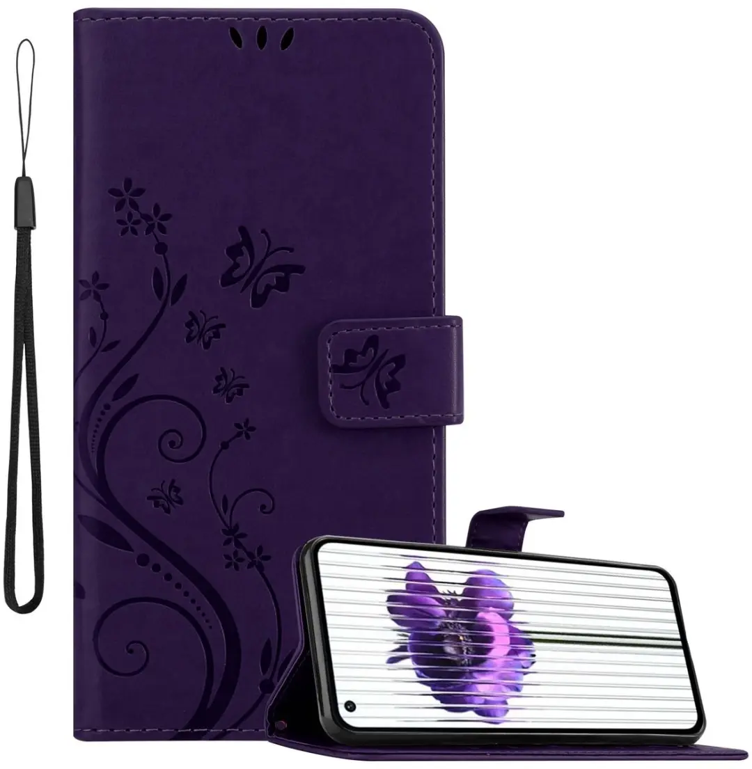 Cadorabo Hoesje geschikt voor Nothing Phone 2 in BLOEMEN DONKER PAARS