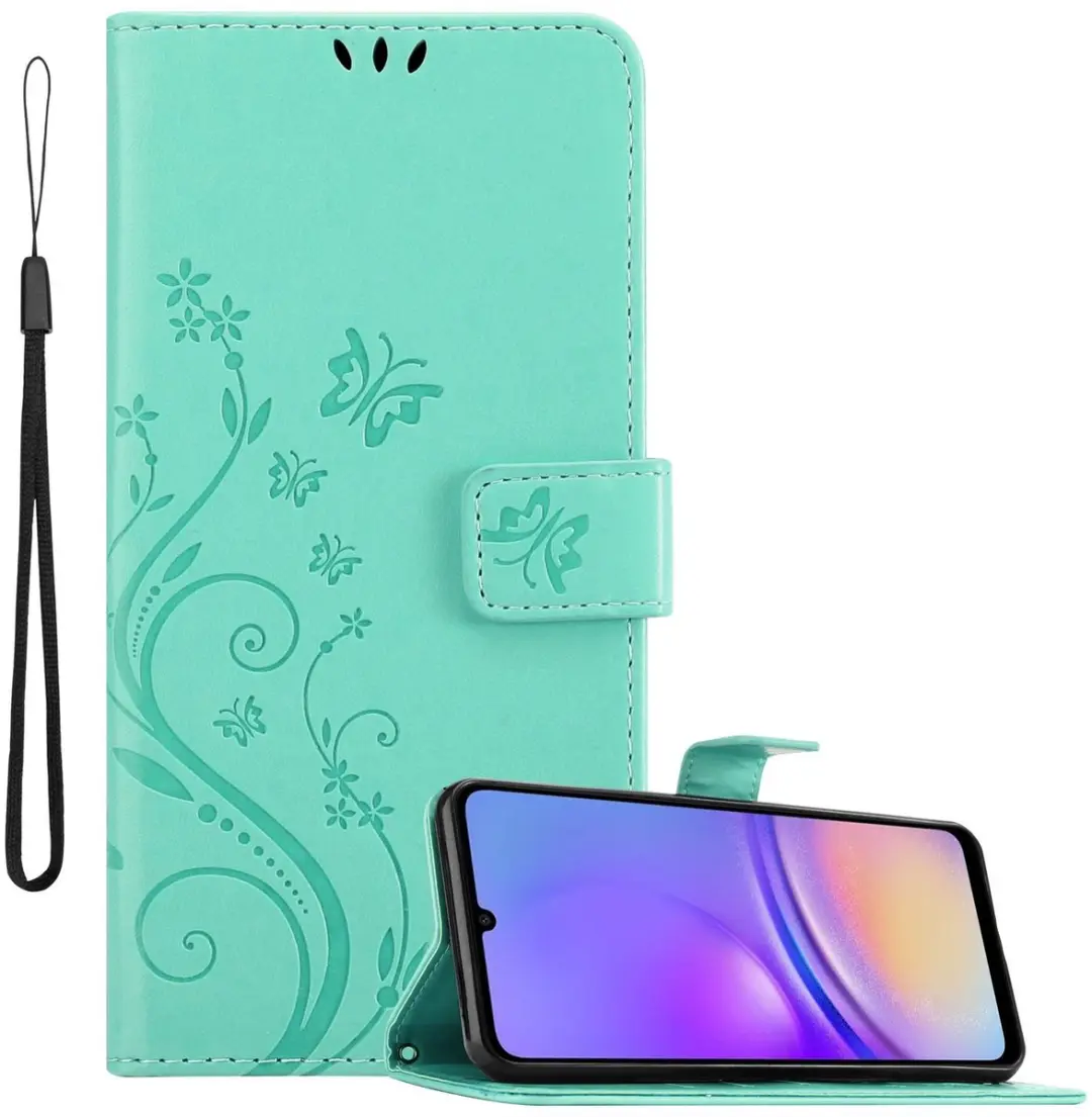 Cadorabo Hoesje geschikt voor Samsung Galaxy A06 in BLOEMEN TURKOOIS