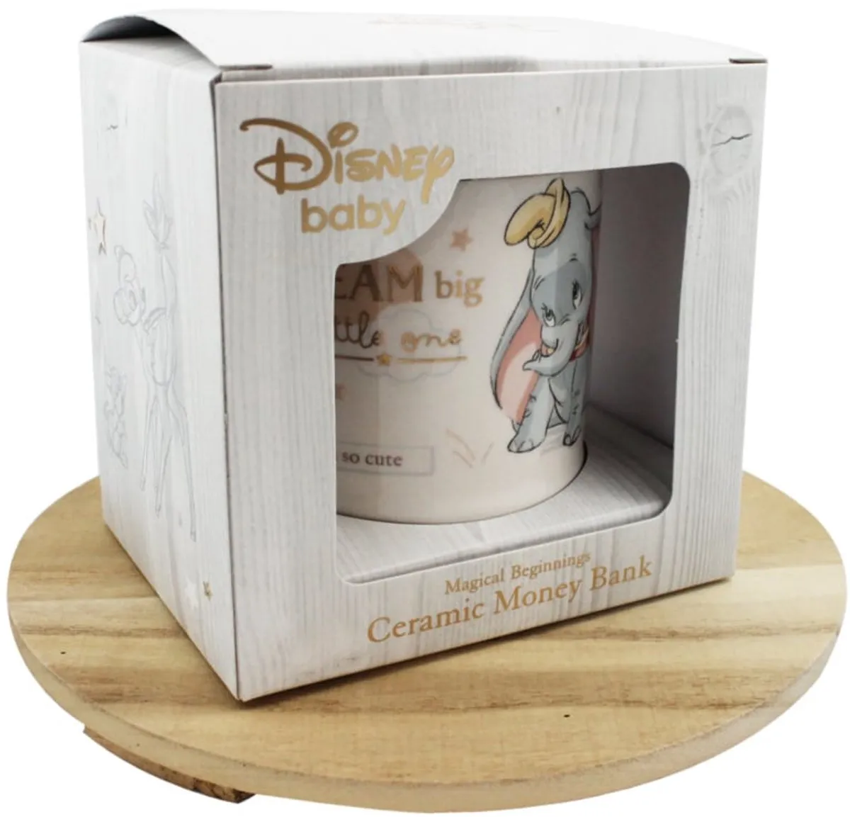 Disney Widdop & Co. Spaarpot Dumbo 8,5 cm - Wit/Blauw/Roz/Goud