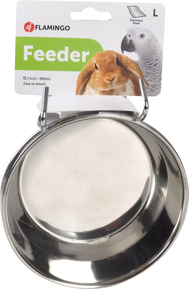 Flamingo - Knaagdier Eetpot - Zilver - 15 x 17.8 x 8 cm