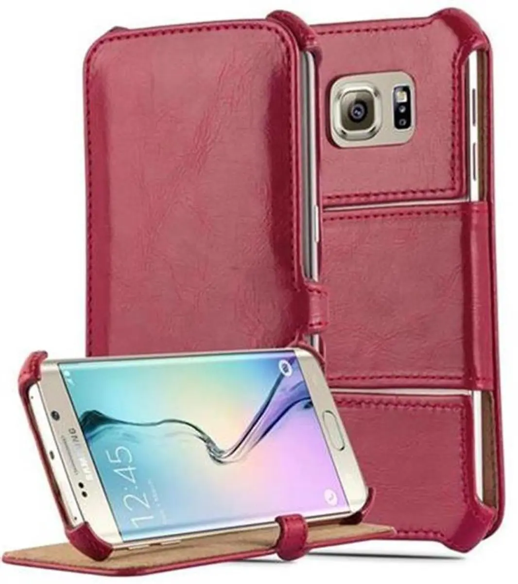 Cadorabo Hoesje geschikt voor Samsung Galaxy S6 EDGE in PASSIE ROOD