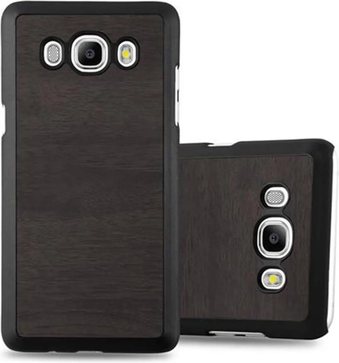 Cadorabo Hoesje geschikt voor Samsung Galaxy J5 2016 in WOODY ZWART - Hard Case Cover beschermhoes in houtlook tegen krassen en stoten