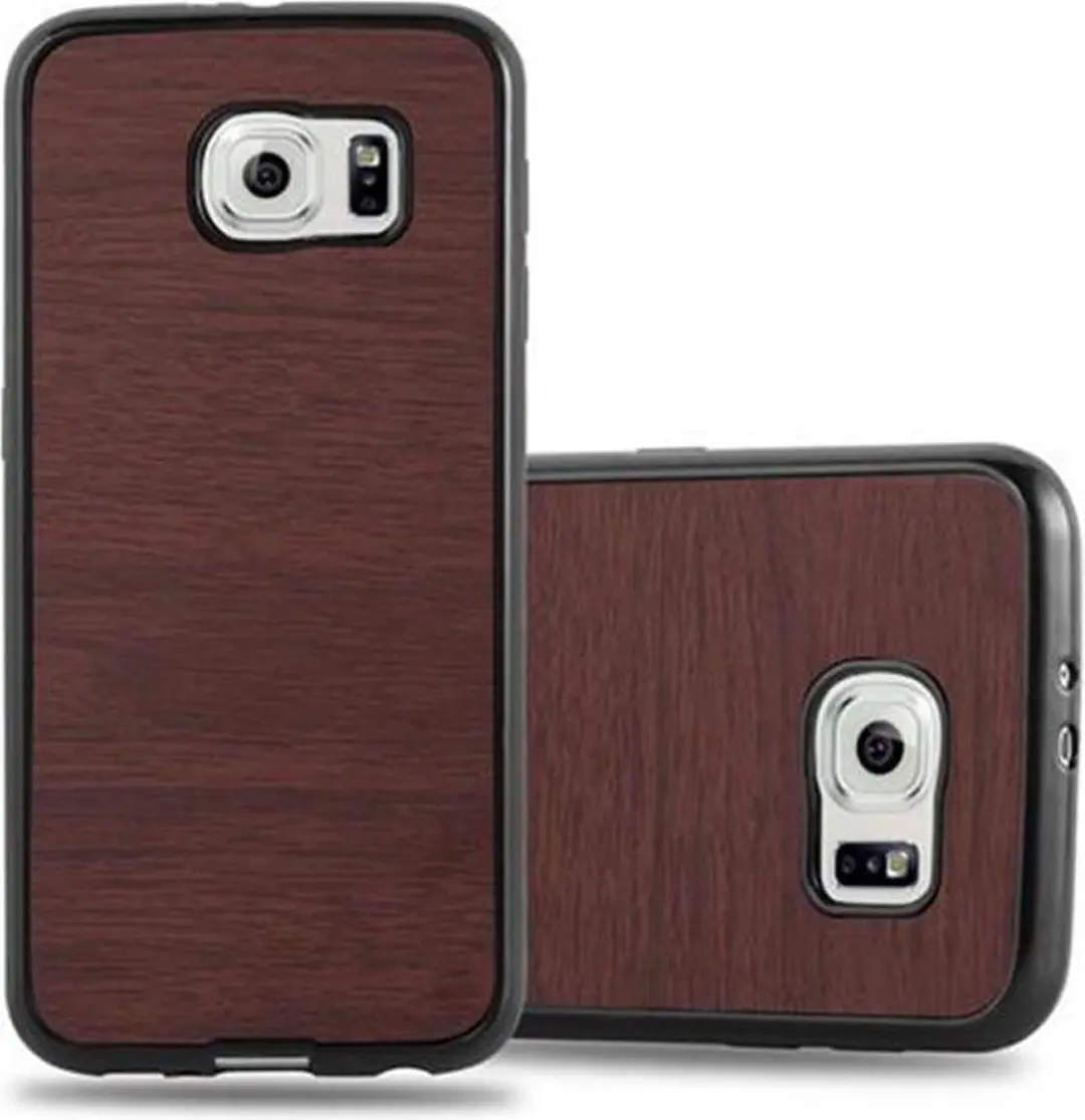 Cadorabo Hoesje geschikt voor Samsung Galaxy S6 in WOODEN KOFFIE