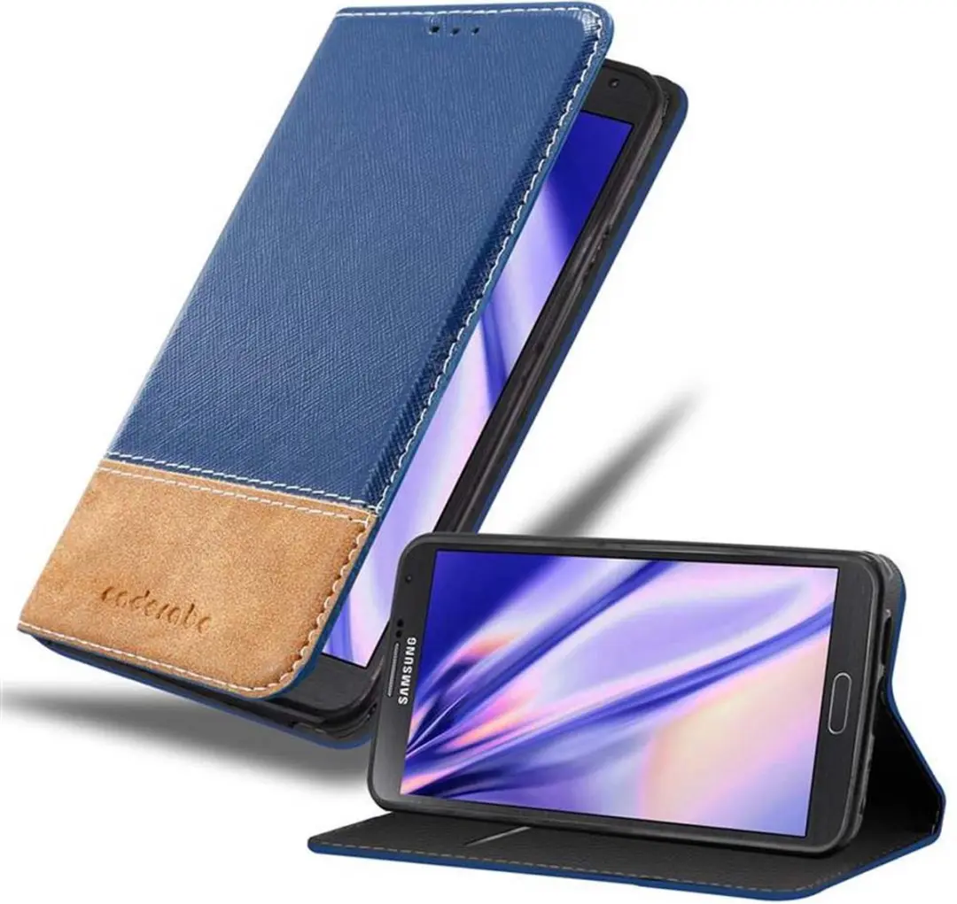 Cadorabo Hoesje geschikt voor Samsung Galaxy NOTE 3 in DONKERBLAUW BRUIN