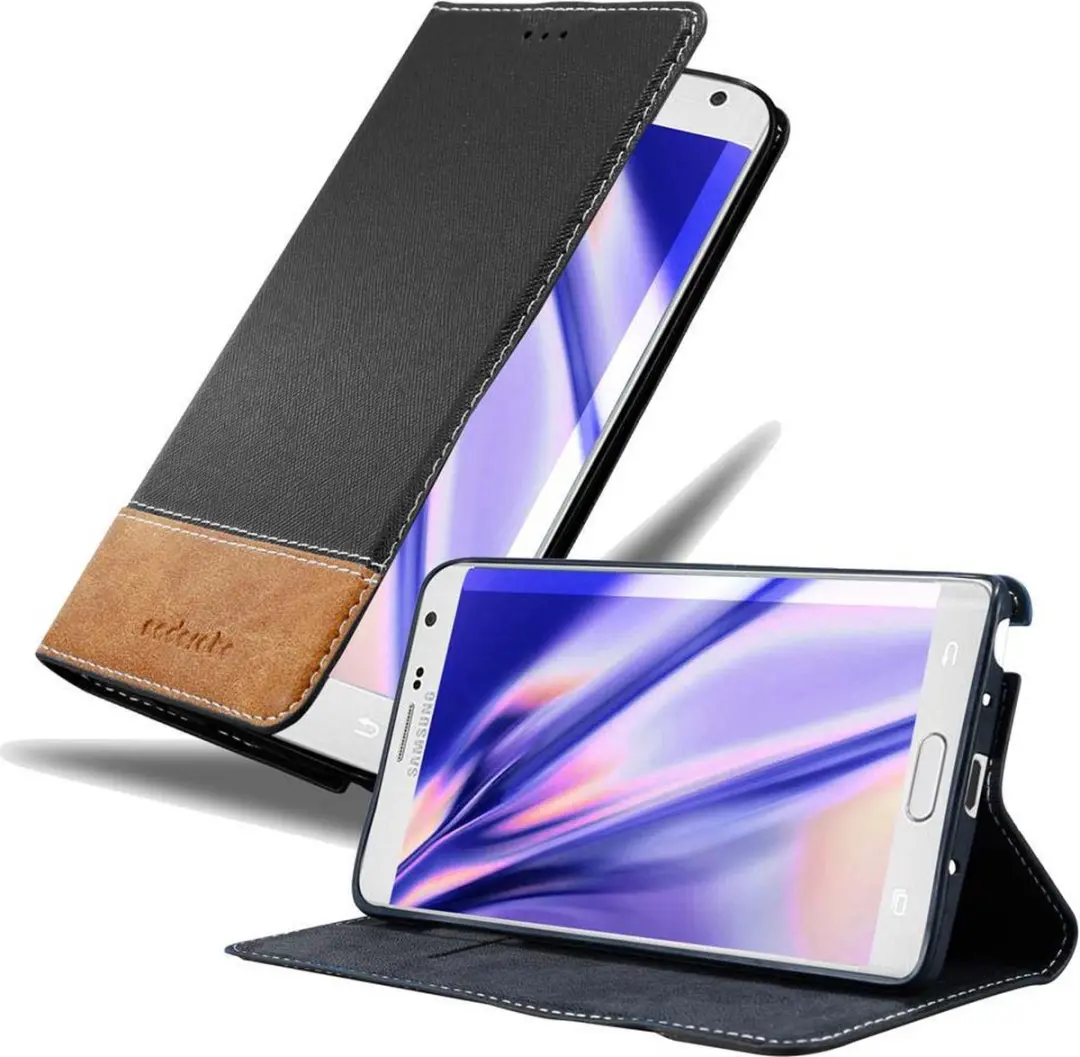 Cadorabo Hoesje geschikt voor Samsung Galaxy NOTE EDGE in ZWART BRUIN