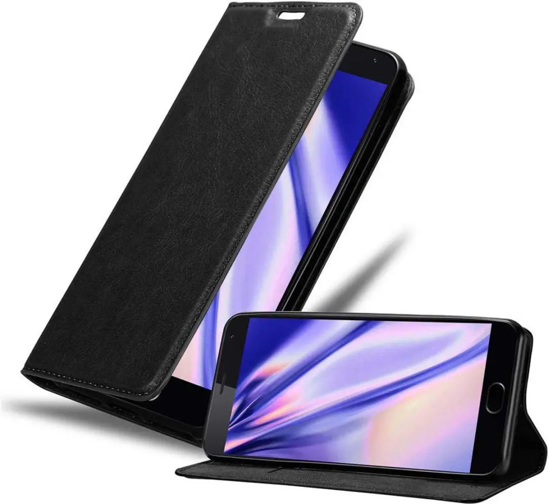 Cadorabo Hoesje geschikt voor MEIZU MX5 in ZWARTE NACHT - Beschermhoes met magnetische sluiting, standfunctie en kaartvakje Book Case Cover Etui