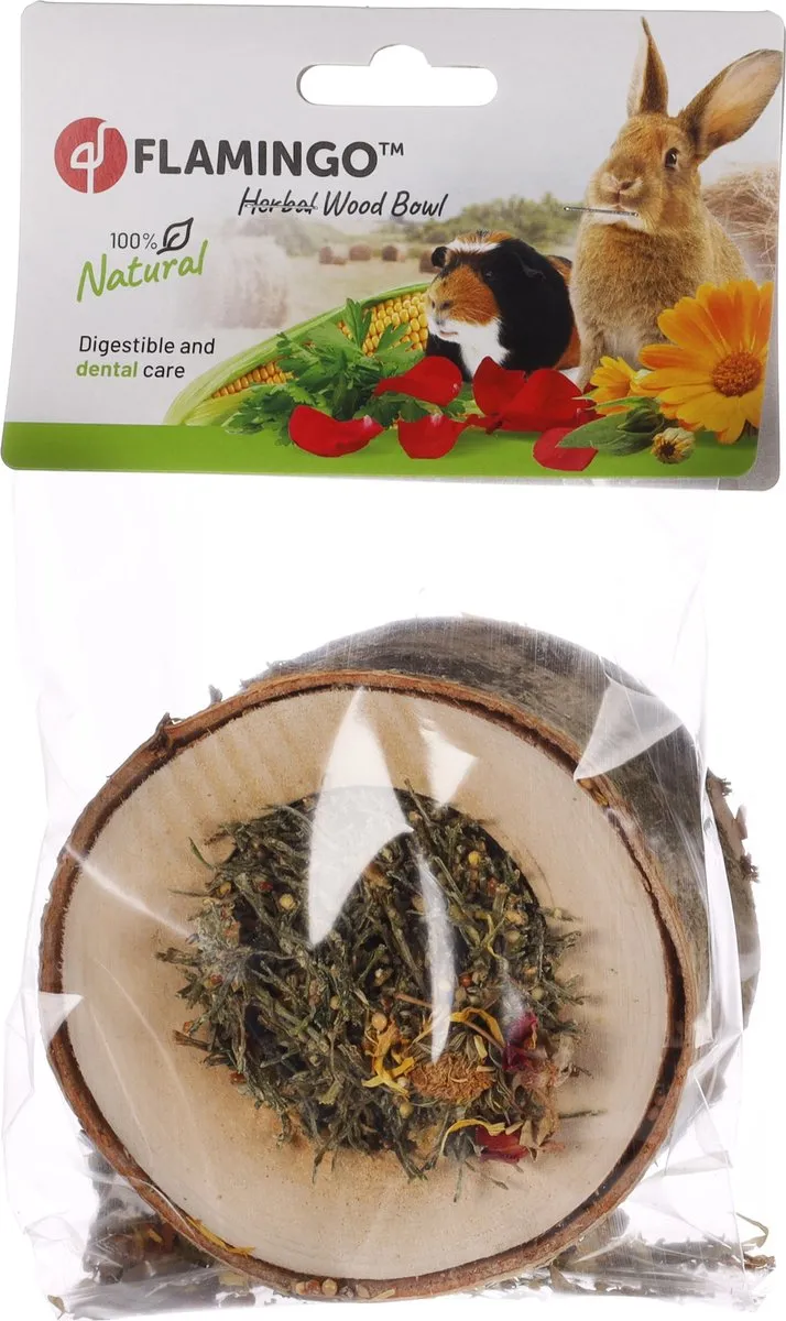 Flamingo - Snack Knaagdier - Kruidenkom Hout Knaagdier 120 Gr - 1st - 135595 - 1st