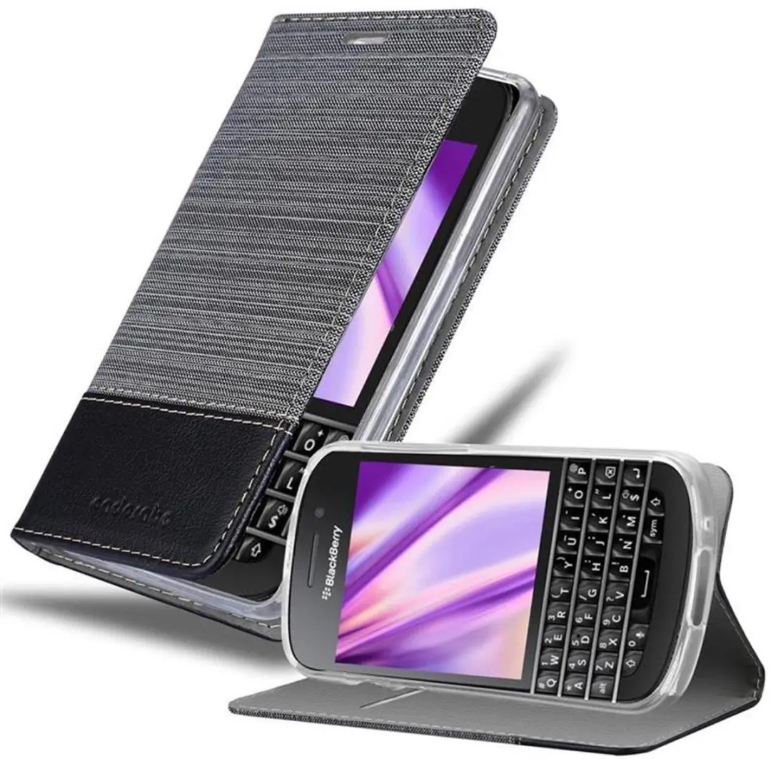 Cadorabo Hoesje geschikt voor Blackberry Q10 in GRIJS ZWART