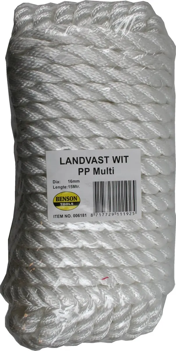 Landvast 16 mm x 15 meter  Wit