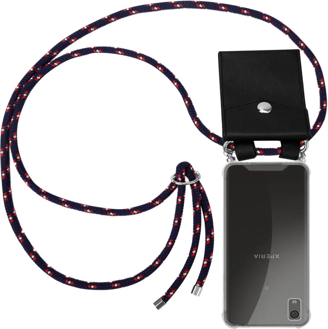 Cadorabo Hoesje geschikt voor Sony Xperia XA1 PLUS in BLAUW ROOD WITTE STIP