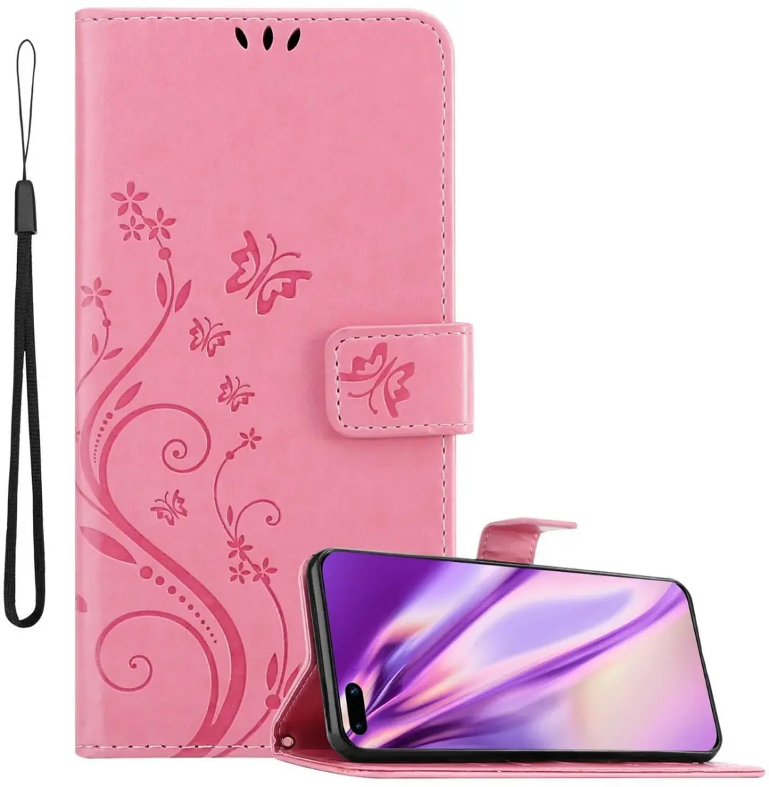 Cadorabo Hoesje geschikt voor Huawei P40 PRO / P40 PRO+ in BLOEMEN ROZE
