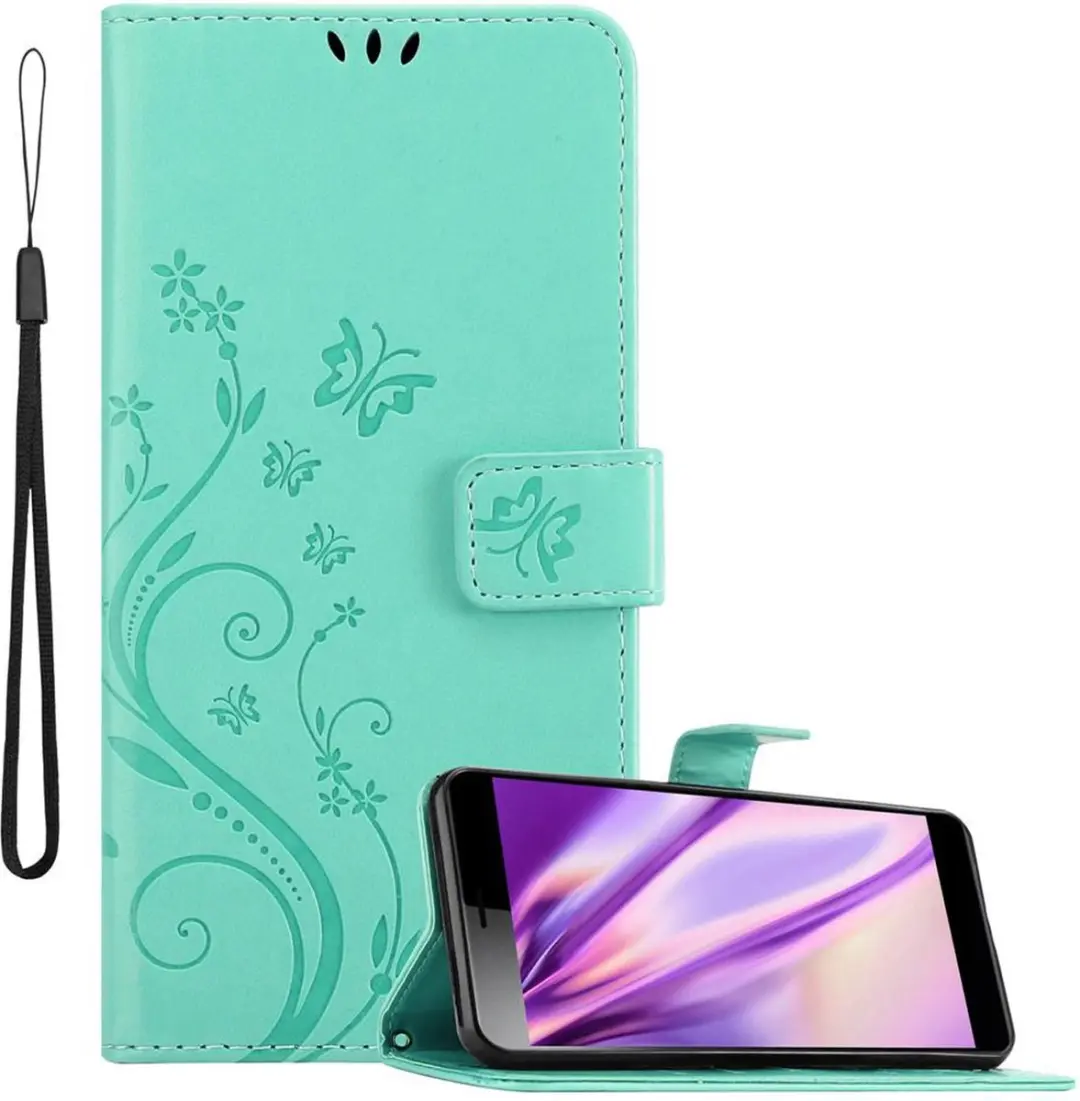 Cadorabo Hoesje geschikt voor Sony Xperia L3 in BLOEMEN TURKOOIS