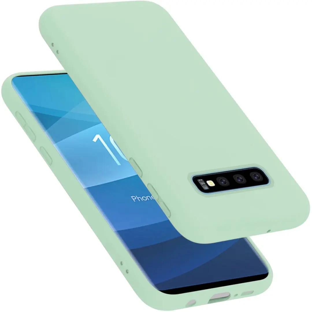 Cadorabo Hoesje geschikt voor Samsung Galaxy S10 PLUS in LIQUID LICHT GROEN