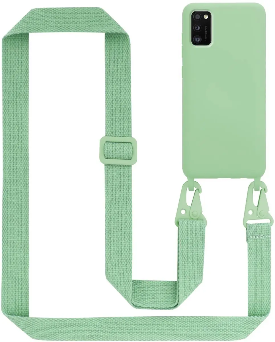 Cadorabo Mobiele telefoon ketting geschikt voor Samsung Galaxy A51 4G / M40s in LIQUID LICHT GROEN - Silicone beschermhoes met lengte verstelbare koord riem