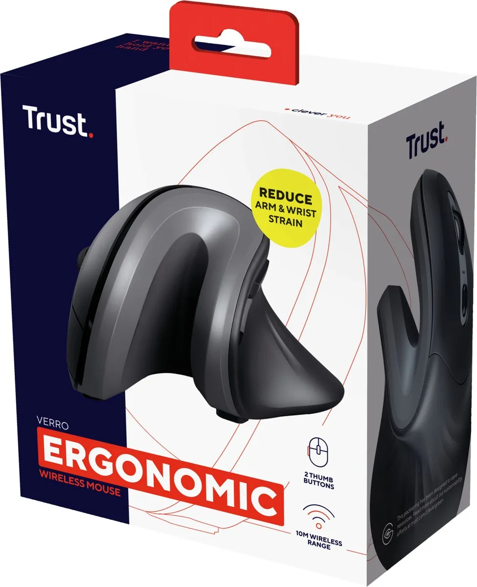 Trust Verro Draadloze Verticale Muis 23507 - Zwart