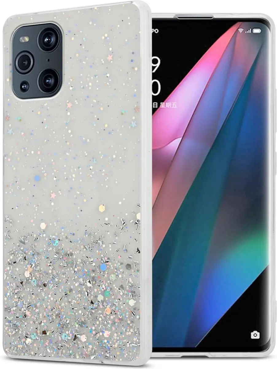 Cadorabo Hoesje geschikt voor Oppo FIND X3 PRO in Transparant met Glitter