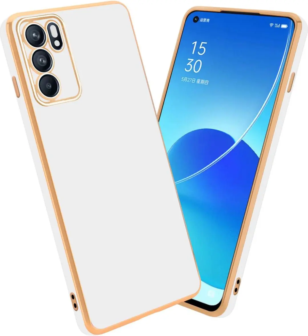 Cadorabo Hoesje geschikt voor Oppo Reno6 5G in Glossy Wit
