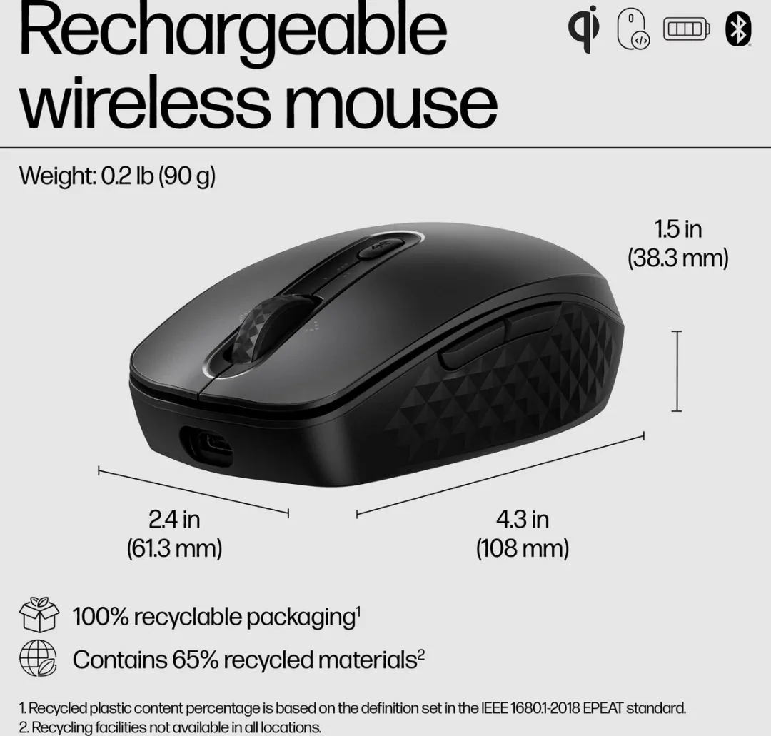 HP 690 Draadloze Muis - Zwart Grijs - 6 Knoppen