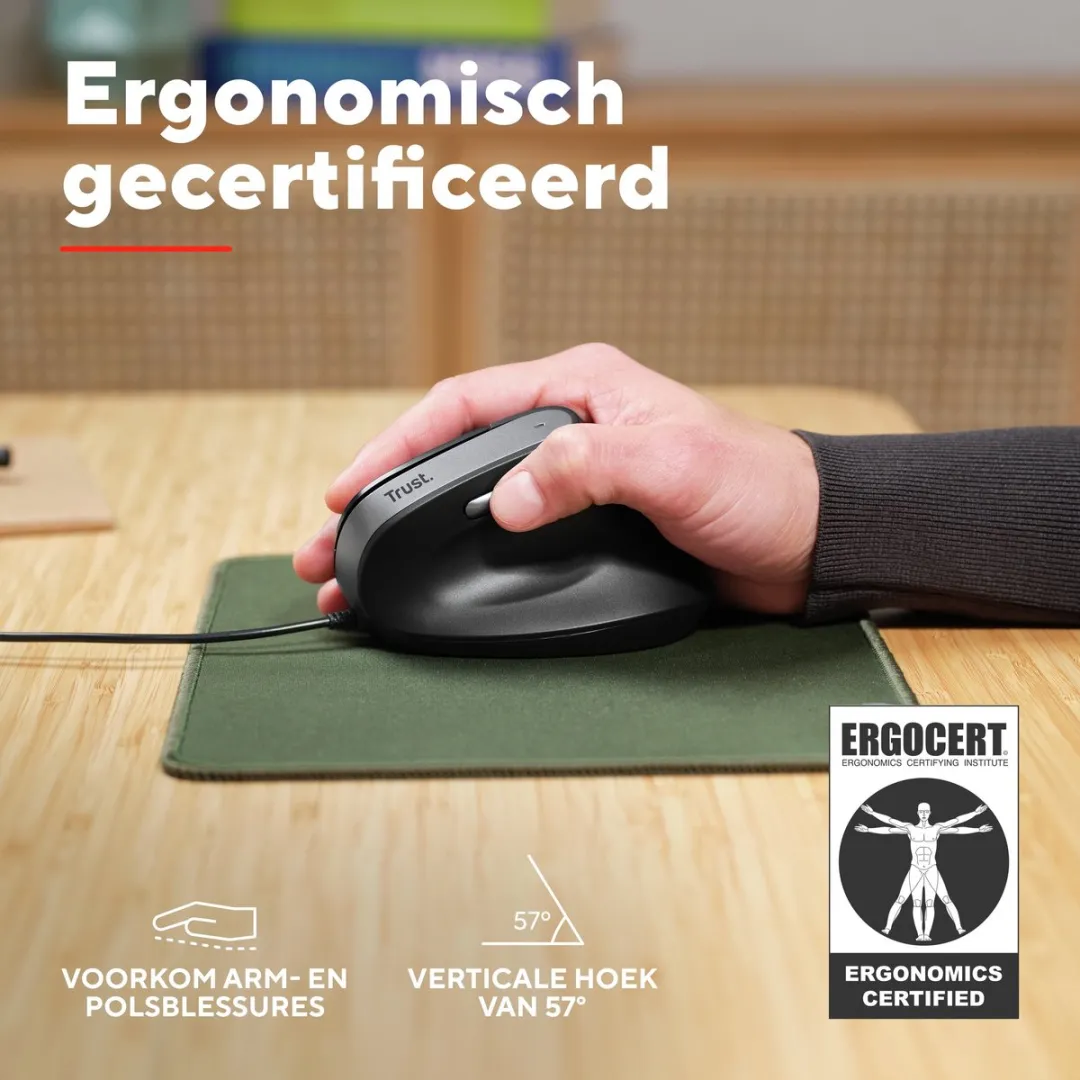 Trust Bayo V2 Verticale Ergonomische Muis - Zwart