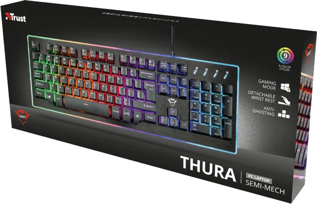Trust GXT 860 Thura Gaming Toetsenbord - Scandinavisch - Zwart