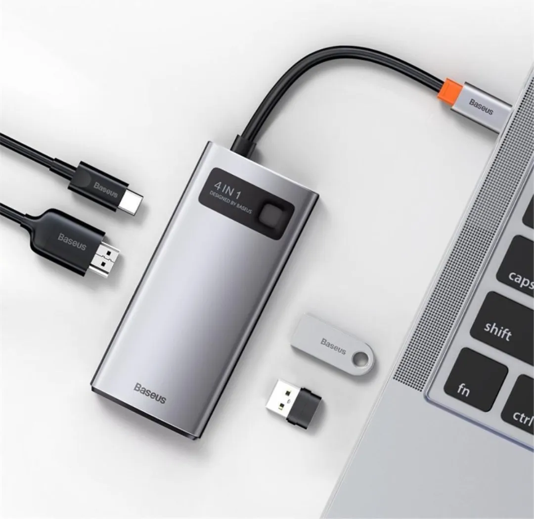 Baseus CAHUB-CY0G USB-C Hub - 1x HDMI, 2x USB-A - Grijs