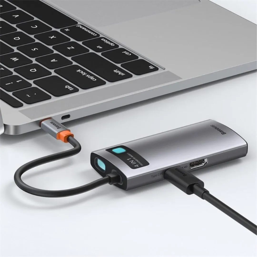 Baseus CAHUB-CY0G USB-C Hub - 1x HDMI, 2x USB-A - Grijs