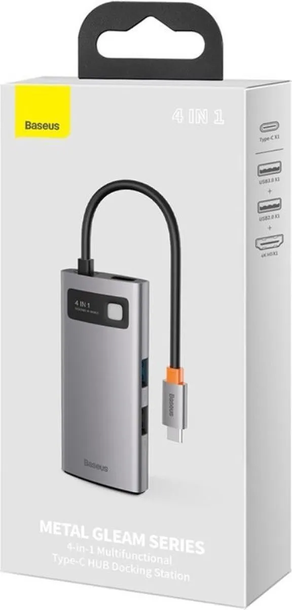 Baseus CAHUB-CY0G USB-C Hub - 1x HDMI, 2x USB-A - Grijs - afbeelding 6 van 6