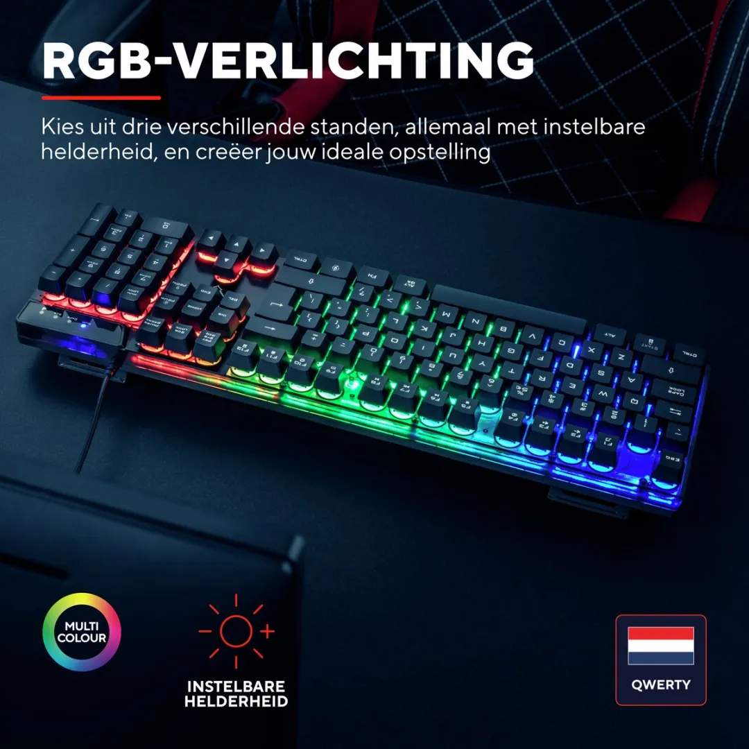 Trust GXT 835 Azor Gamingtoetsenbord - US Layout - Zwart
