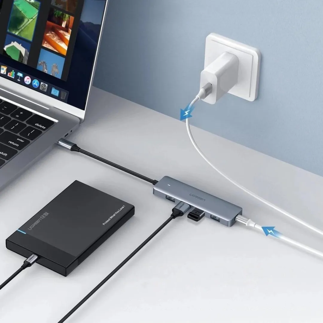 Ugreen CM219-70336 USB Type-C Hub 4x USB 3.2 Gen 1 - Grijs