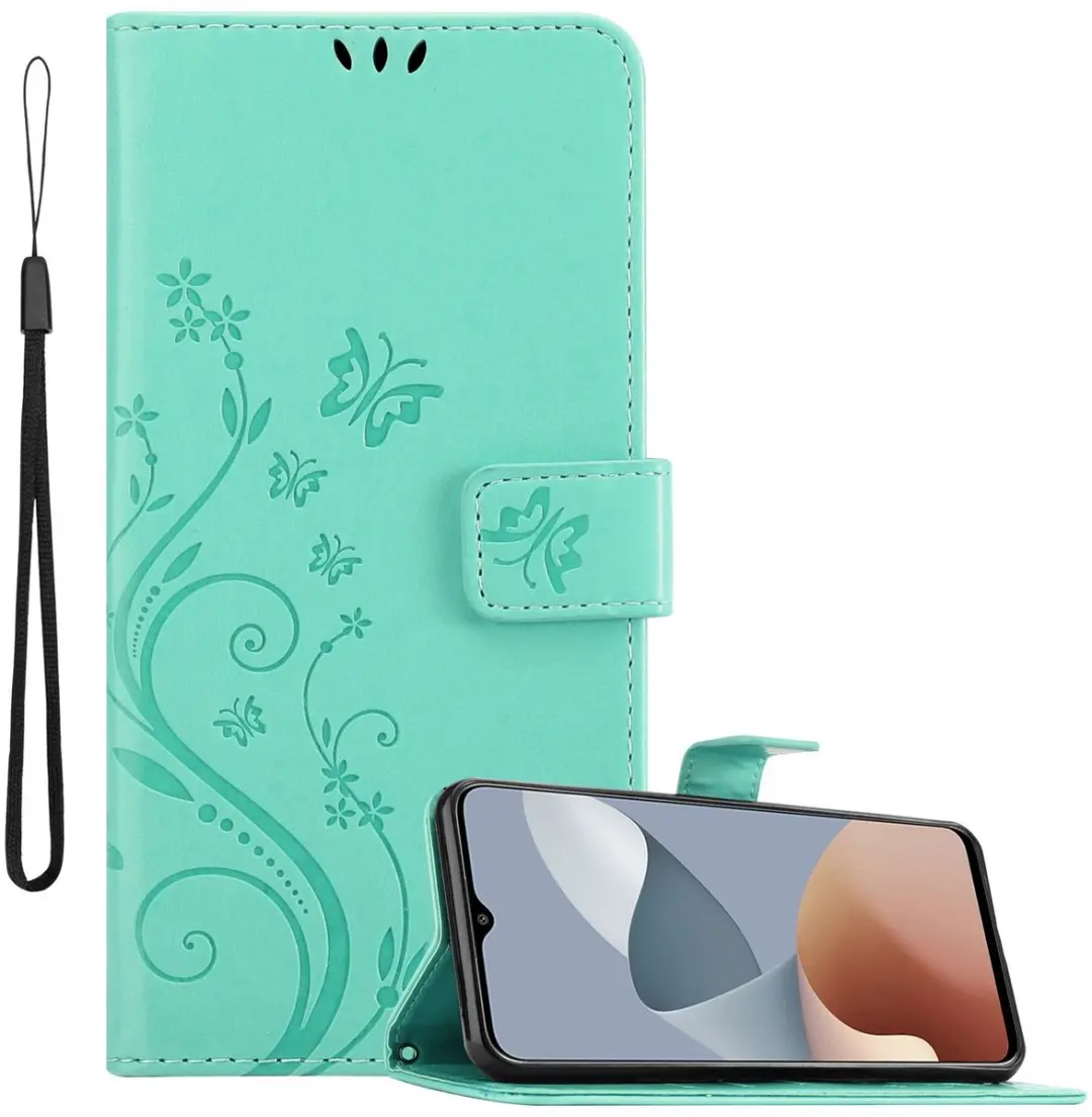 Cadorabo Hoesje geschikt voor ZTE Blade A73 4G in BLOEMEN TURKOOIS