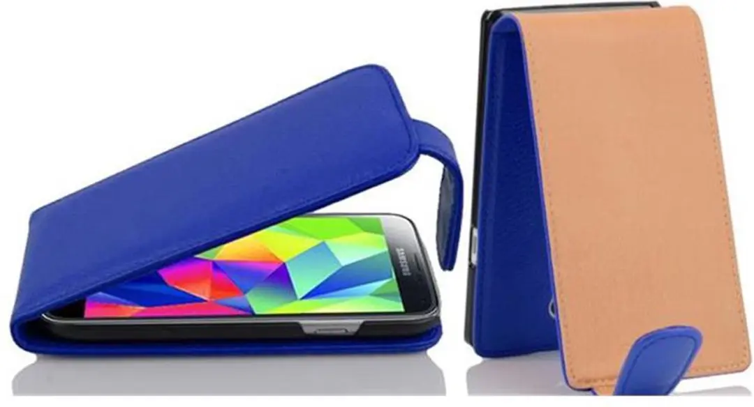Cadorabo Hoesje geschikt voor Samsung Galaxy S5 MINI / S5 MINI DUOS in KONINGSBLAUW - Beschermhoes in flip-design Case Cover van getextureerd imitatieleer