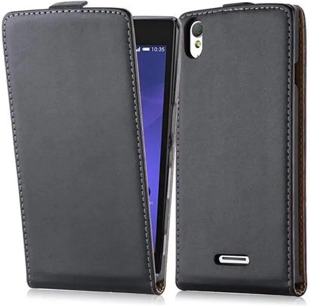 Cadorabo Hoesje geschikt voor Sony Xperia T3 in KAVIAAR ZWART