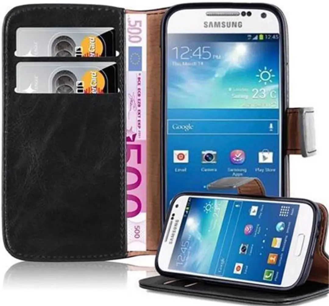 Cadorabo Hoesje geschikt voor Samsung Galaxy S4 MINI in ZWART GRAFIET
