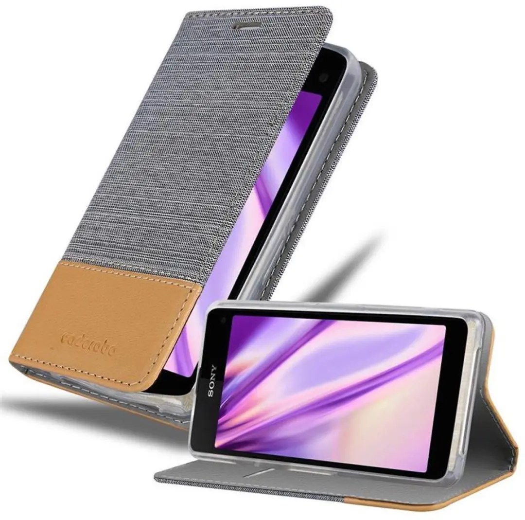 Cadorabo Hoesje geschikt voor Sony Xperia Z1 COMPACT in LICHTGRIJS BRUIN