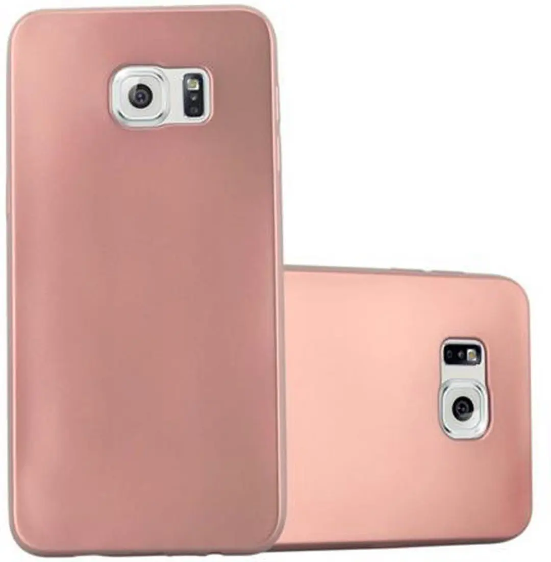 Cadorabo Hoesje geschikt voor Samsung Galaxy S6 EDGE PLUS in METALLIC ROSE GOUD