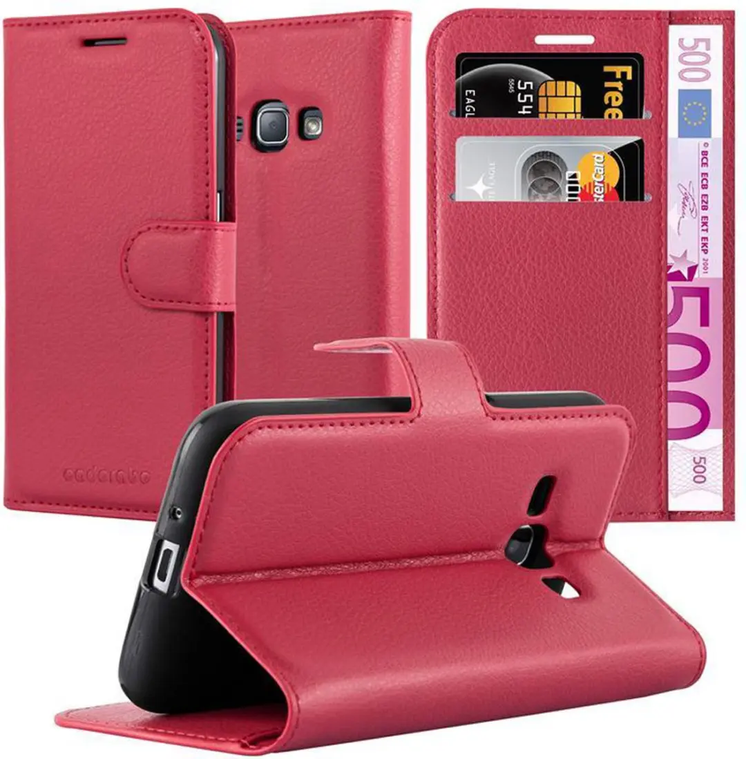 Cadorabo Hoesje geschikt voor Samsung Galaxy J1 2015 in KARMIJN ROOD