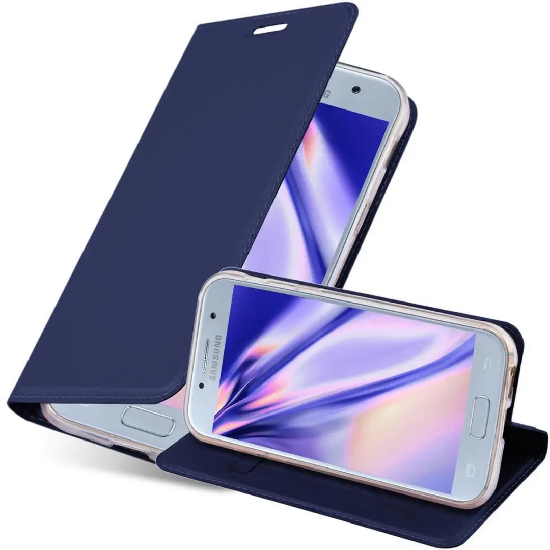 Cadorabo Hoesje geschikt voor Samsung Galaxy A3 2017 in CLASSY DONKER BLAUW