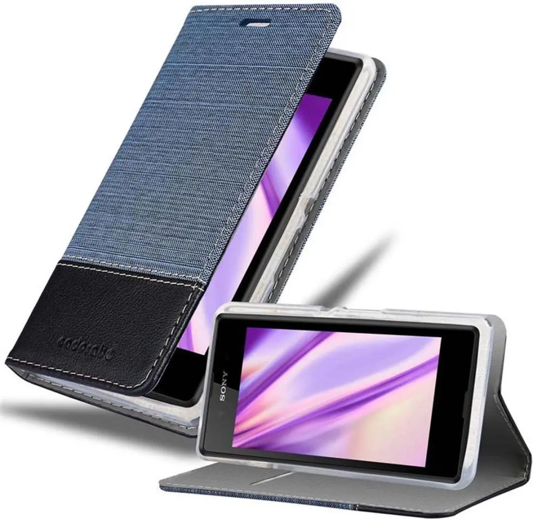 Cadorabo Hoesje geschikt voor Sony Xperia E3 in DONKERBLAUW ZWART